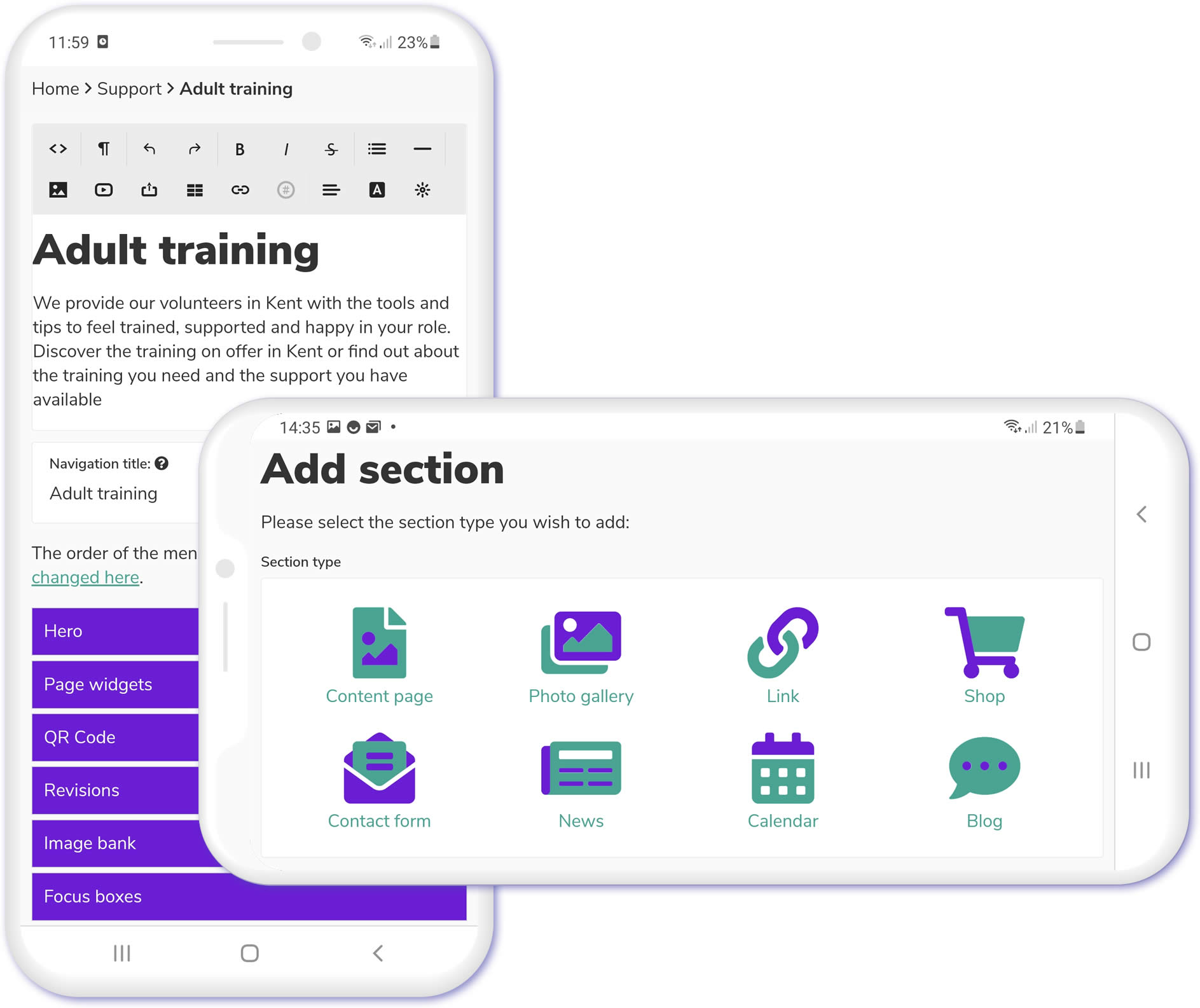 Mobile website editing