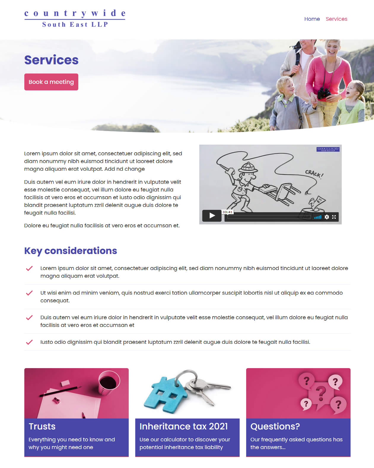 Website services page